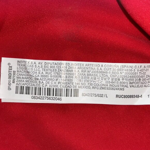 NWT ZARA Scarlet Red Thick Satin Open Back Straps Long Dress Women's Sz L - Picture 9 of 16